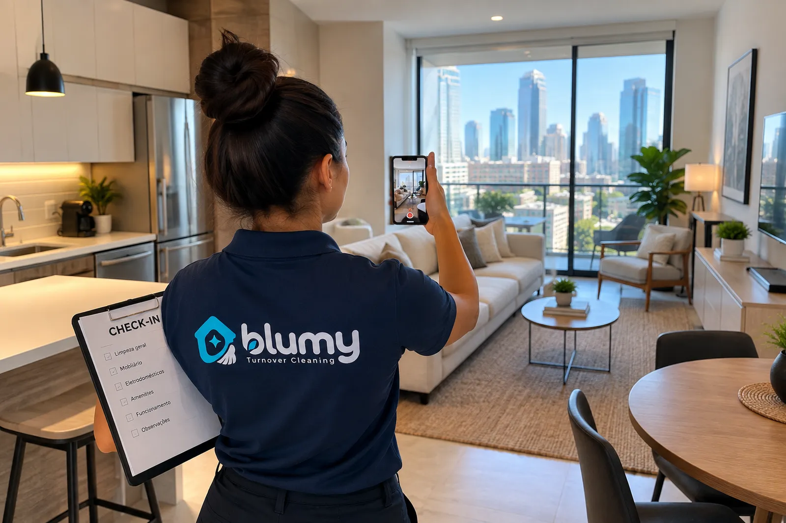 BLUMY professional documenting a completed turnover